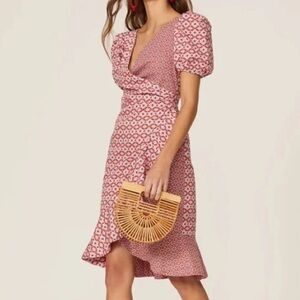 🔥Sachin & Babi Elegant Pink Patterned Wrap Dress 6